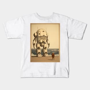 Giant Robot Meets Man Kids T-Shirt